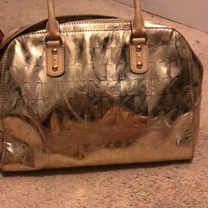 Gold Michael kors bowling bag purse